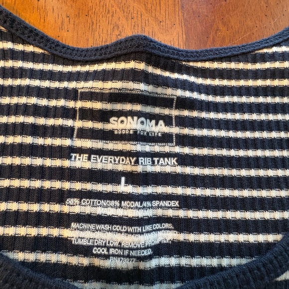 Sonoma Tank Tops Womens Size L Sleeveless Top Striped and Solid Blue 2 Tops EUC - Picture 4 of 5